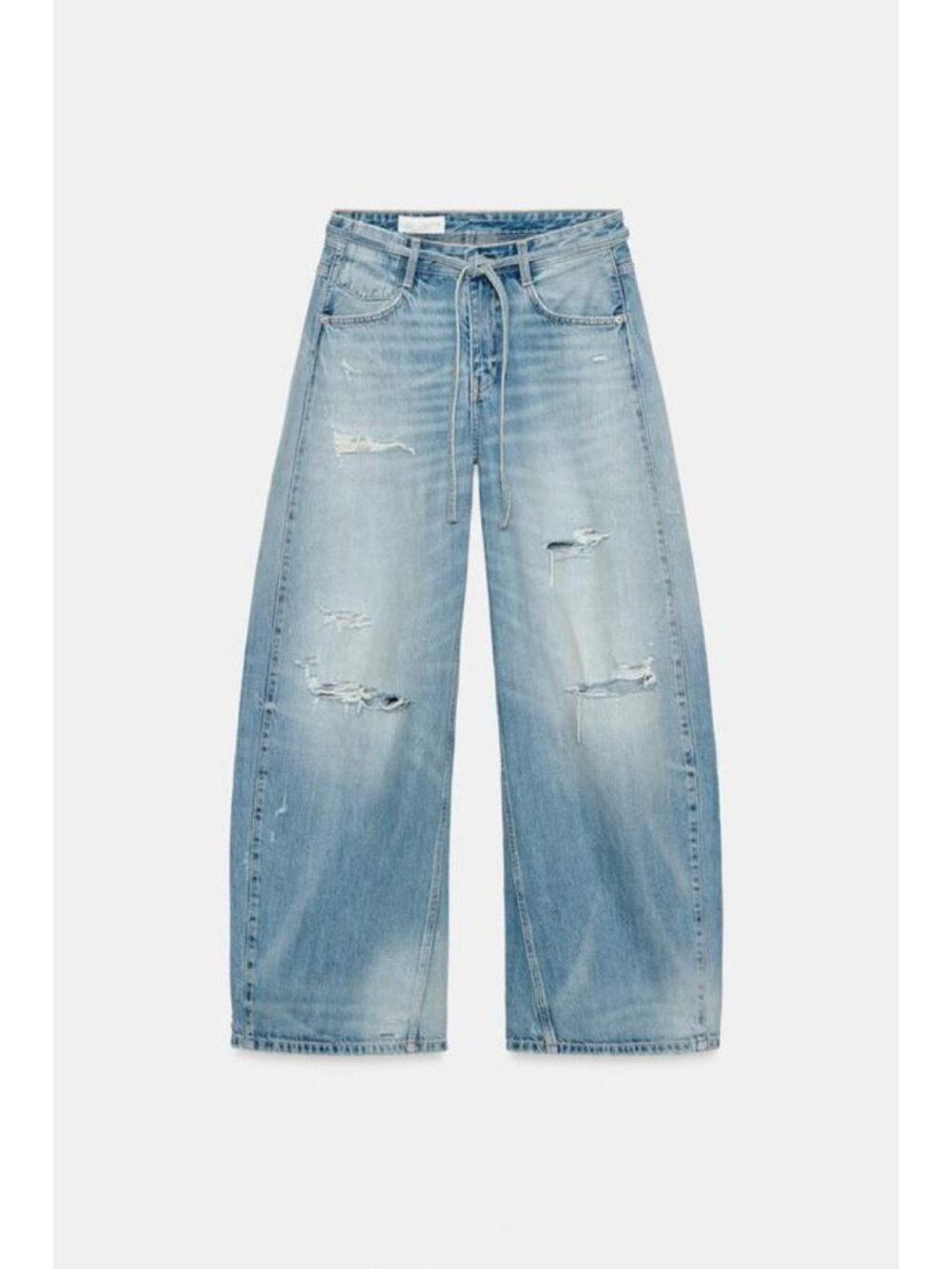 ZARA TRF MID-RISE RIPPED BAGGY JEANS